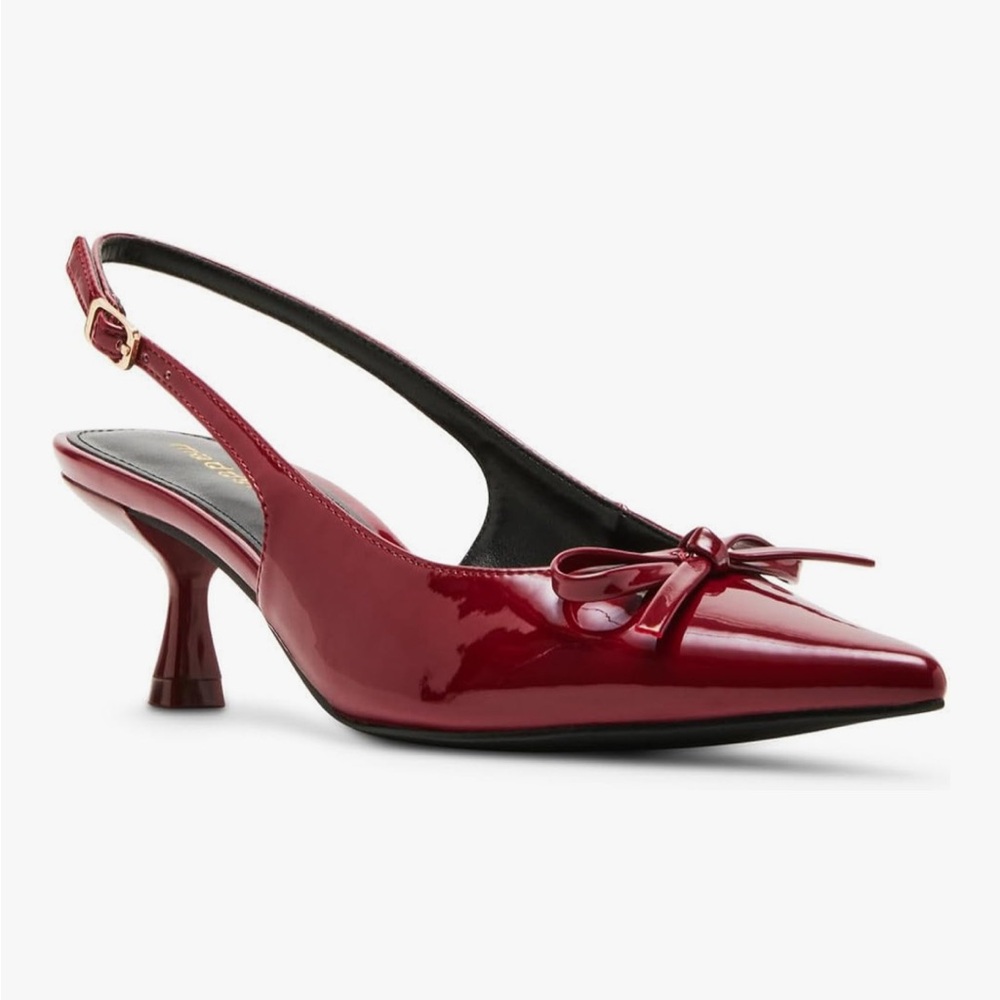 Madden Girl Vogue Bow Slingback Kitten-Heel Pumps - Dark Cherry, Red (7)